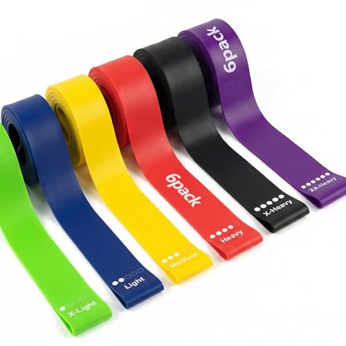 Kit de 6 Bandes Élastiques de Fitness – Bandes Colorées de Résistance pour Hommes et Femmes, Idéal pour Le Sport à Domicile