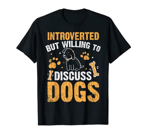 Introverted But Willing To Discuss Dogs Funny Graphic T-Shirt, Black