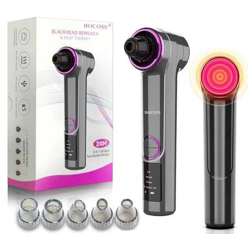 Image of Docoss Ultrasonic Black head Remover Tool with Heating Mode -Rechargeable White heads & Blackhead Removal Machine for Nose with 5 Suction Levels and Probes, 2 in 1 Pore Cleaner for Brighter Face