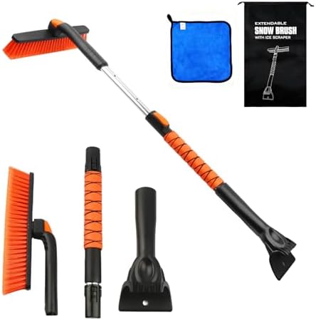 Snow Brush for Car, Ice Scrapers for Car Windshield, 44 Inch Upgraded Extendable Snow Scraper for Car SUV Truck