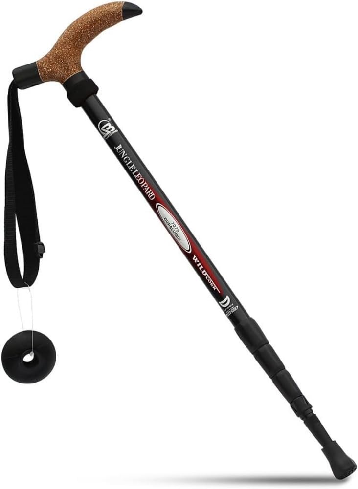 KUNANG Trekking Pole Telescopic Walking Hiking Stick Pole Adjustable Telescopic Pole Anti Shock Walking Hiking Stick (black)