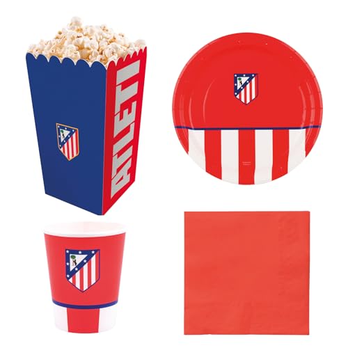 OH YEAH - Kit Vajilla Desechable Atlético de Madrid de Cumpleaños 8 Personas - 45 Piezas - LICENCIA OFICIAL - Platos, Vasos, y Servilletas Desechables - Decoración Cumpleaños Infantil Temático Fútbol OH YEAH - Kit Vajilla Desechable Atlético de Madrid de Cumpleaños 8 Personas - 45 Piezas - LICENCIA OFICIAL - Platos, Vasos, y Servilletas Desechables - Decoración Cumpleaños Infantil Temático Fútbol