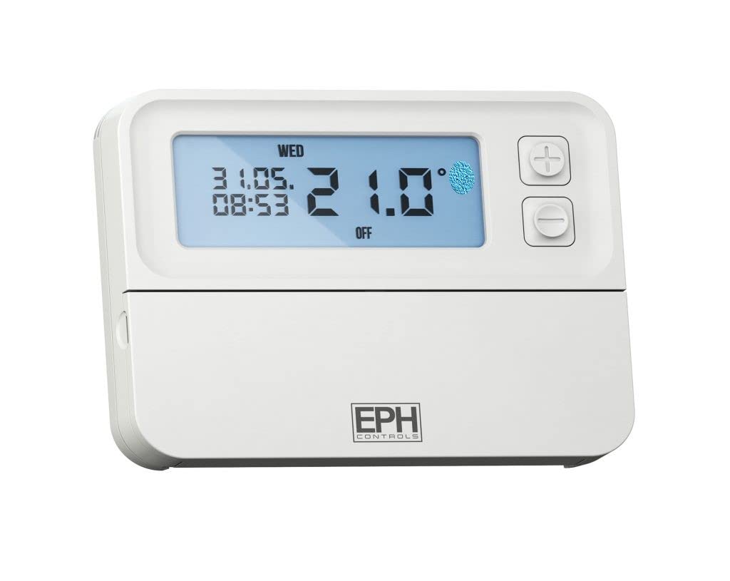 Eph Controls White Eph Cp4b - Mains Wired Battery Operated Programmable Thermostat,