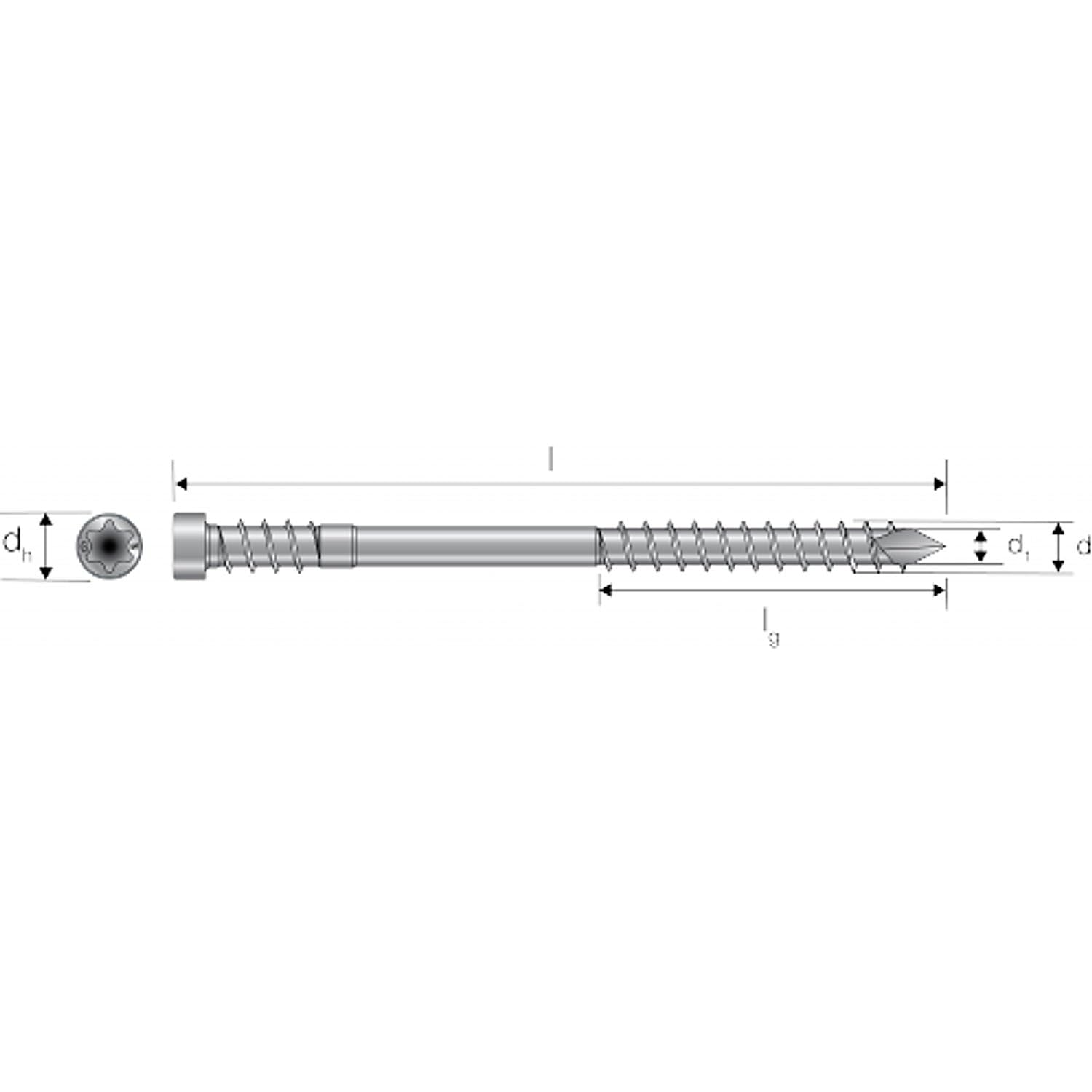 Viti per terrazze in acciaio inox A4 – DSPROA4 Simpson – 150 viti Ø 5,5 x 60 mm
