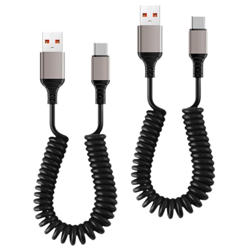 Image of BNF 2Pcs USB C Fast Charging Cable Bed Vehicle Auto Car Home Coiled Charger Cord | Cell Phones & Accessories | Cell Phone Accessories | Cables & Adapters