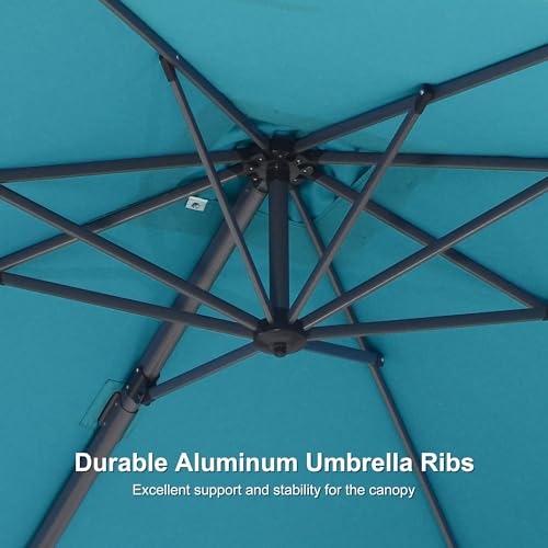 Image of PURPLE LEAF Poolside Shade Umbrella 8' x 8' Low Seating Areas Turquoise