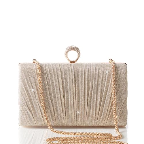 BABEYOND Clutch Purses for Women - Evening Bag Glitter Pleated Clutch for Bride Party Prom Wedding, Y-gold, One Size by BABEYOND - Used condition - CA$17.64