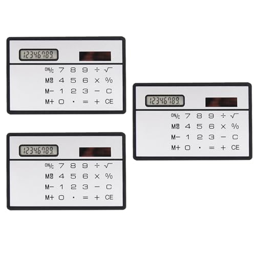 TOVINANNA Calculadora Solar Ultradelgada 3 Piezas Mini Calculadora de Bolsillo Compacta para Estudiantes y Oficina Herramienta de Cálculo Digital Portátil Ligera
