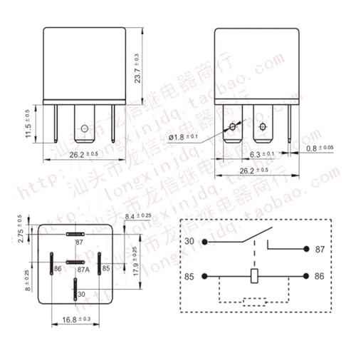 Relé de 4 pines 12VDC S10-1A-NY con base de conexión estable 3