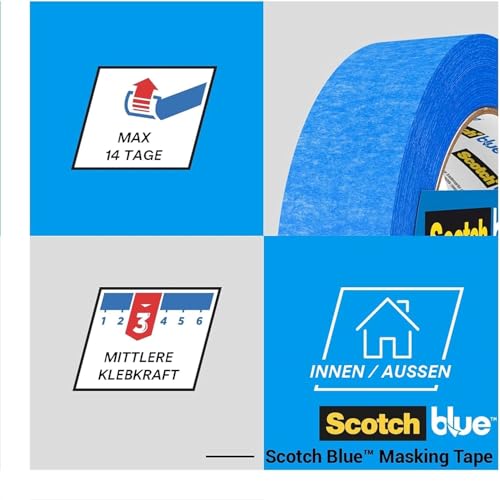 ScotchBlue Premium Malerabdeckband Multi-Surface, 24 mm x 41 m - Scotch Klebeband für Malerarbeiten und Dekoration zum Streichen, Lackieren, Renovieren - Abklebeband/Kreppband, 3 Stück - 70% PEFC