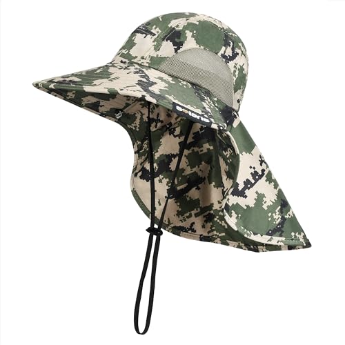 Image of Solaris Sun Hat with Neck Flap, UPF 50 Sun Protection Lightweight Sun Cap for Men Women, Wide Brim Hat for Fishing Hiking