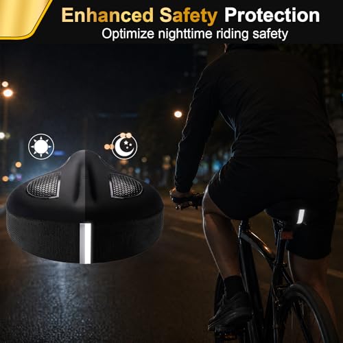 Bike Seat Cushion - Gel Padded Bike Seat Cover for Men Women Comfort, Extra Soft Exercise Bicycle Seat Compatible with Peloton, Outdoor & Indoor with Straps and Drawstring Fastening Black miniatura 5