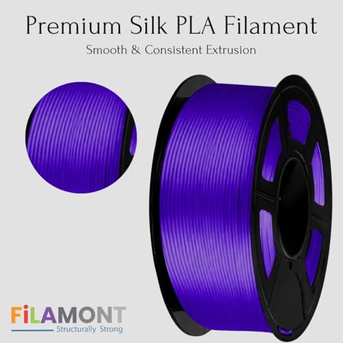 Image of FiLAMONT PLA Silk Filament 1.75mm, 3D Printer Filament, Shiny Silk 1.75 PLA Filament, 1kg(2.2Lbs) /Spool (Silk Purple)