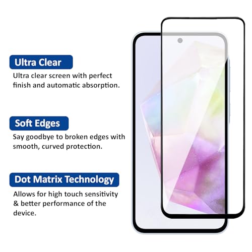 Image of AIBEX Tempered Glass for Samsung A35 5G / Samsung A55 / Samsung M35 | 9H Hardness | Anti-Glare & Anti-Fingerprint | Water Resistant | Edge-to-Edge Full Screen Protector | Bubble-Free Installation