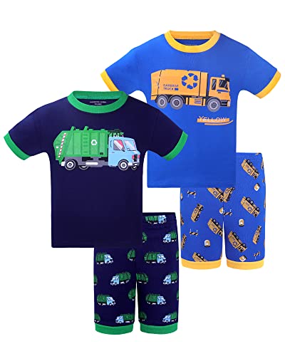DAUGHTER QUEEN Boys Summer Pajamas Toddler Kids Short Pjs 5T Soft Cotton Pj Child Sleepwear Jammies Garbage Truck Clothes Size 5 Years Small Lounge Set Night Sleep Wear