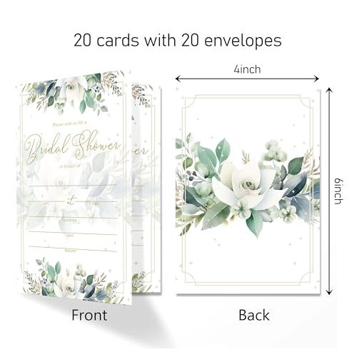 Tarjetas de invitación floral para despedida de soltera en pack de 20 con sobres incluidos 2