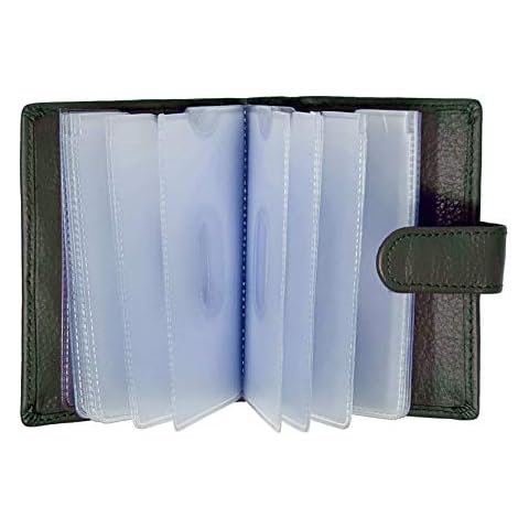 STARHIDE Soft Genuine Leather Compact Credit Debit Card Holder Wallet with Removable Plastic Sleeves Case 210 (Black) Cover