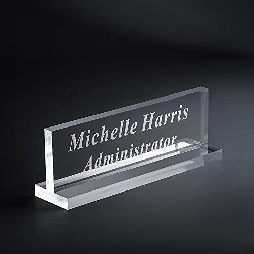 Acrylic Name Plate Office Desk Bar Custom Personalized Engraved - 8x4/5x1/2inch