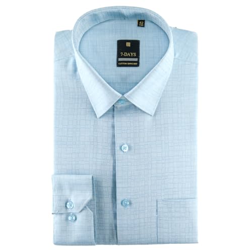 Image of 7-DAYS Premium Men's Formal Shirts - Cotton Rich, Textured Self-Design, Full Sleeve, Regular Fit, Wrinkle Resistant, with Pocket - Perfect for Office