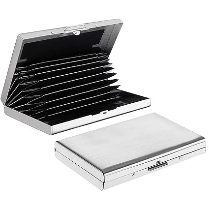 quakel (AK-6 6 Slots RFID Metal Credit Debit ATM Card Holder Case Wallet Waterproof Executive Credit/Debit/ATM/ID/Visiting Super Sleek, Sturdy || for Men & Women(Silver,9.5 x 6.5 x 1.3 cm) Pack of 1-picture-49