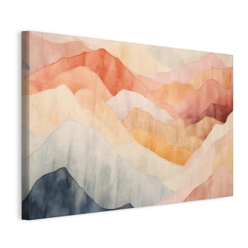 Tableau pour salon paysage de montagnes pastel douce decoration murale de style aquarelle