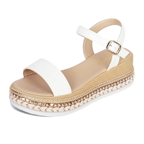 Womens Sandals Mid Wedge Heel, Summer Adjustable Buckle Open Toe Fish Mouth Wedge Sandals for Women, Platform Beach Casual Non-slip Shoes, for Your Mother, Daughter and Friend Daily