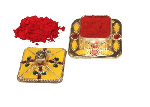 Image of Indian Dark Red Pure Kumkum Powder (Sindoor, Kumkuma, Kum Kum) For Makeup, Pooja And Other Hindu Ritual (Fancy Box 2)