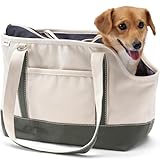 Lands' End Canvas Pet Tote Carrier Natural/Dark Olive Green Regular