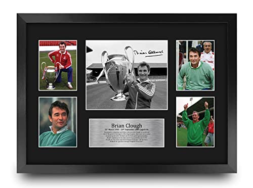 Photo autographe signée Brian Clough A3 encadré : déco murale Nottingham Forest