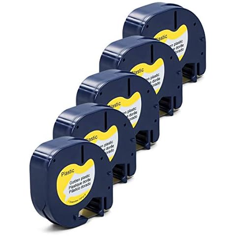 Label Orison LetraTag Refills Label 91337 Thermal Film Tape Cassette Compatible with DYMO Label Maker LT100H LT100T Plus,Black on Gold 1/2 Inch x 13 Feet 12mm x 4m,5Pack Cover