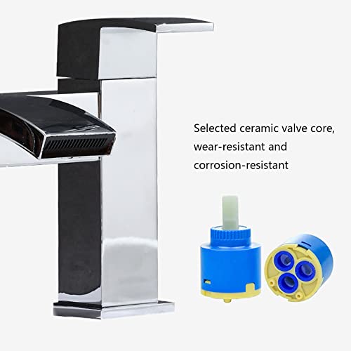 Robinet de baignoire double trou avec mitigeur cascade et douchette - 3