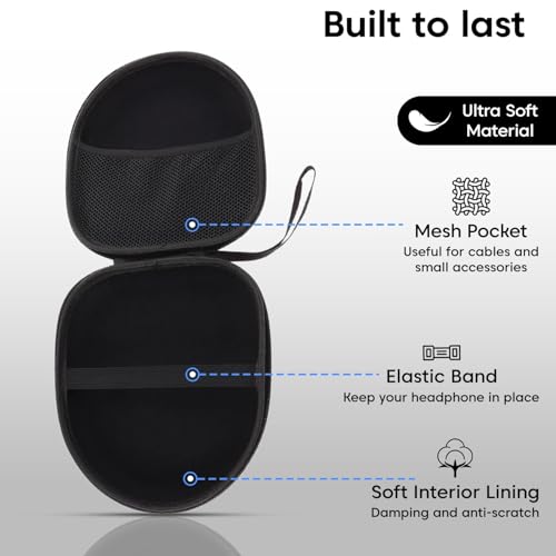 Image of VERTUS Headphone Protective Storage Case Cover for Sony WH-CH720N, WH-CH710N, WH-XB900N, WH-XB910N Headphones Storage Bag with Soft Lining & Accessory Pocket (Hard Shell|EVA|Black)