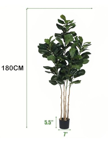 Image of ARICK DECOR 6Ft Artificial Fiddle Leaf Fig Tree with Pot for Faux Tree with Large Realistic Trunks and Big Leaves, Fake Floor Potted Artificial Plants (Multicolor-42) (6Ft-Multicolor-42)