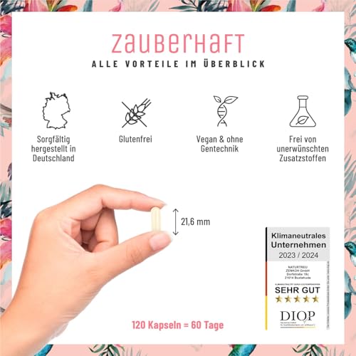 Haar Vitamine - 451mg Silizium hochdosiert & Biotin Zink Selen für Haare - Kieselsäure aus Bambus, Kupfer, Iod, Brennnessel und B-Vitamine - 120 Kapseln - Vegan aus Deutschland