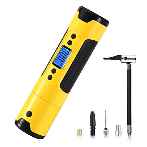 SHINYEVER Portable Air Compressor Mini Cordless Tire Inflator Hand Held Air Pump with 3000mAh Battery Digital LCD and LED Light for Bicycle, Motorcycle, Balls etc.