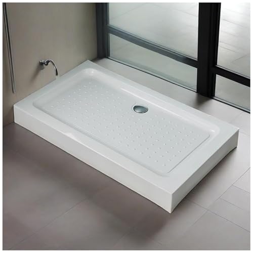 Plato de ducha acrílico con drenaje, superficie texturizada antideslizante, base de ducha a prueba de fugas para baño