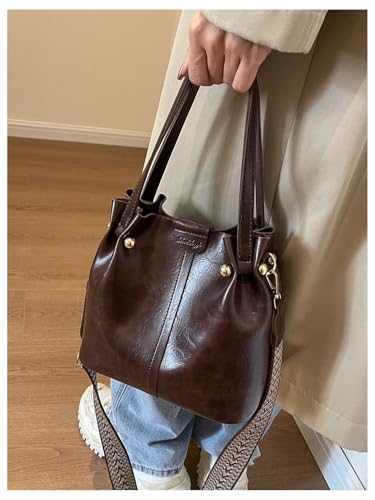 Women’s Vintage Crossbody Shoulder Bucket Bags Top Handle Handbag Hobo Purses3