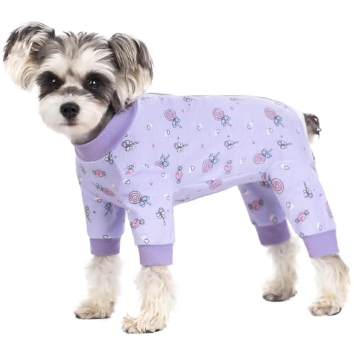 BT Bear Small Dog Clothes, Soft Cotton Puppy Pajamas PJS, Cute Dog Sleeping Clothes, Four Legs Apparel For Cats & Puppies