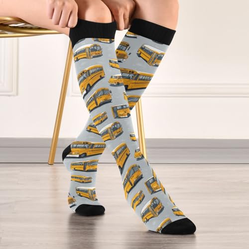 Image of Pigsaly Womens Compression Socks Yellow Stars Funny Brown Capybara Knee High Socks Athletic Tube Sock Outdoor Sport Socks