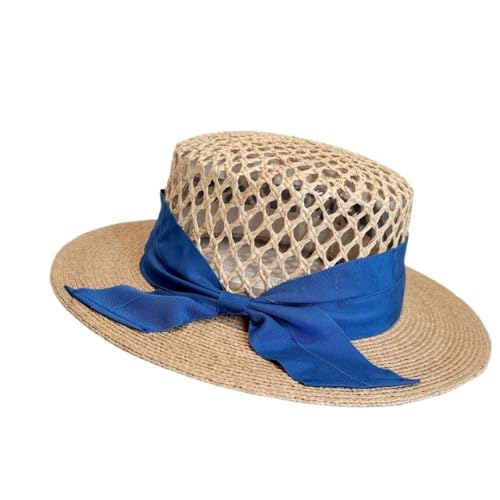 Chapeau de plage respirant en tresse fine avec bande ruban
