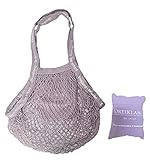 Bolsa plegable de la compra con mango largo bolsa de la compra reutilizable para frutas - verduras con bolsa para guardar, talla única