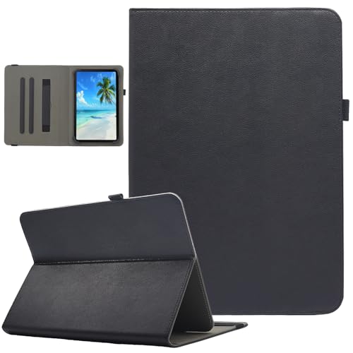 Universal 10 10.1 Inch Android Tablet Case, Dluggs PU Leather Multi-Angle Viewing Stand Case Cover for 9.5-11 Inch Tablet with Hand Strap, Black