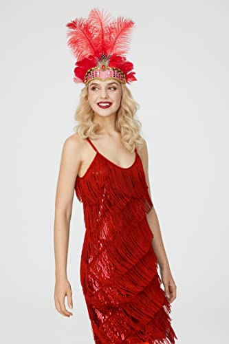 Gionforsy Carnival Headpieces for Women Show Girl Feather Headdress Mardi Gras Accessories 1920s Flapper Headband