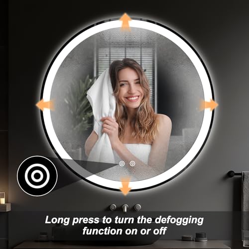 Image of NEWBULIG 36 Inch Round LED Bathroom Wall Mirror with Lights, Light up Vanity Bathroom Mirror for Over Sink, Anti-Fog and Dimmable, Front Light and Backlit, Memory Function, Shatter-Proof, White