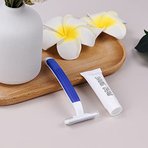 Disposable Razors In Bulk ,Razors Individually Wrapped Bulk,Twin Blade Razors With Clear Safety Cap And Shaving Cream, Razors For Homeless, Hotel,Air Bnb,Shelter/Homeless/Travel (50 Pcs) #TOP6