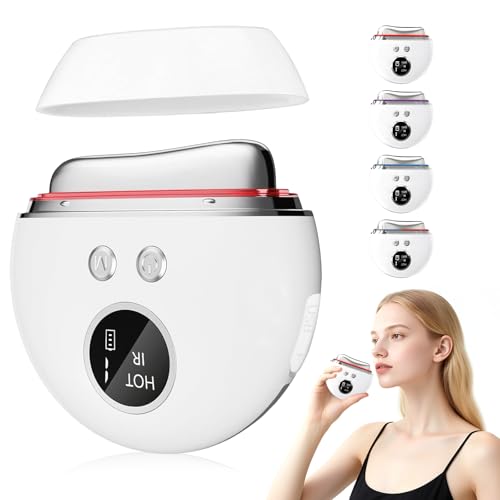 Tccydm EMS Gua Sha, Gesichtsmassagegerät Gua Sha Elektrisch mit Smart 3 Modi, EMS Gesichtsmassage mit Wärme & Vibration,LED Rotlicht,Blau,Grün mit 9 Intensitätsstufen,Face Massager Facelift Anti Aging