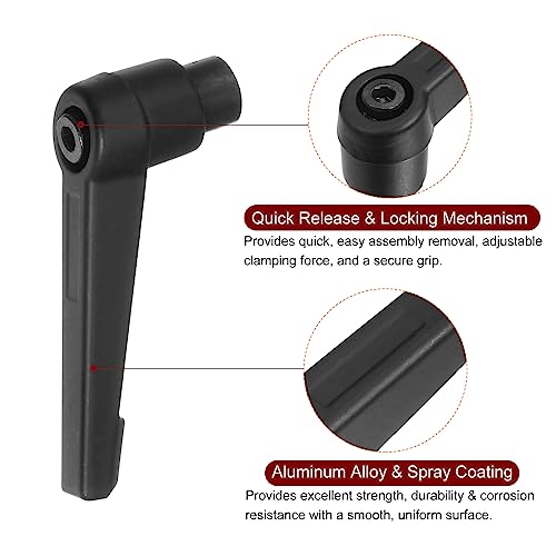 Image of HARFINGTON 10pcs Adjustable Clamping Lever Handles M6 Female Thread Knobs Rotating Screw Locking Quick Release Ratchet Push Button Handle, Black