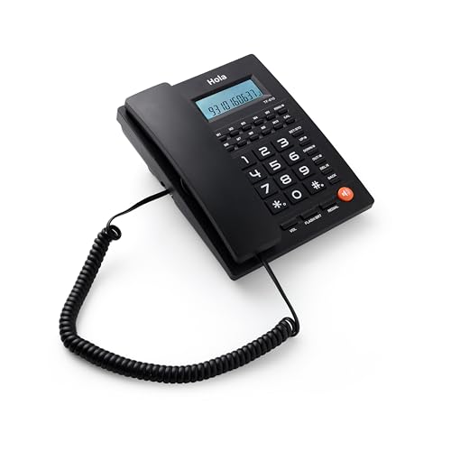 Image of Hola TF 640 Corded Landline Phone with Caller ID, 2 Way Speaker, 10 Memory Buttons, Black