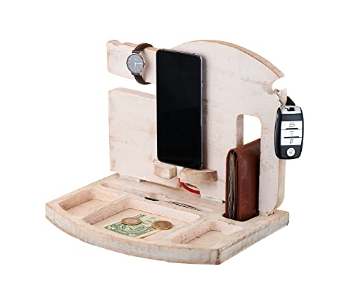 Gifts for Men Eximious India Wooden Night Stand Organizer Mobile Phone Docking Station Desk Organizer Watch, Wallet, Keys, Coins MB1WW