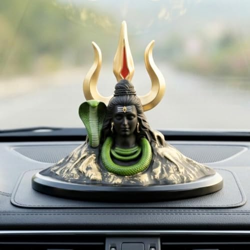 Image of Adiyogi Shiva Idol for Car Dashboard 4 Inch Black Gold Resin Shiv Ji Statue | Spiritual Home Decor for Pooja Room Office Living Room | Gift for Birthday Anniversary Housewarming.